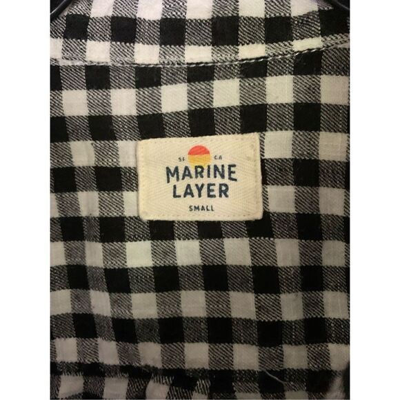 Marine Layer button down shirt black and white gingham women’s size small - Picture 3 of 4